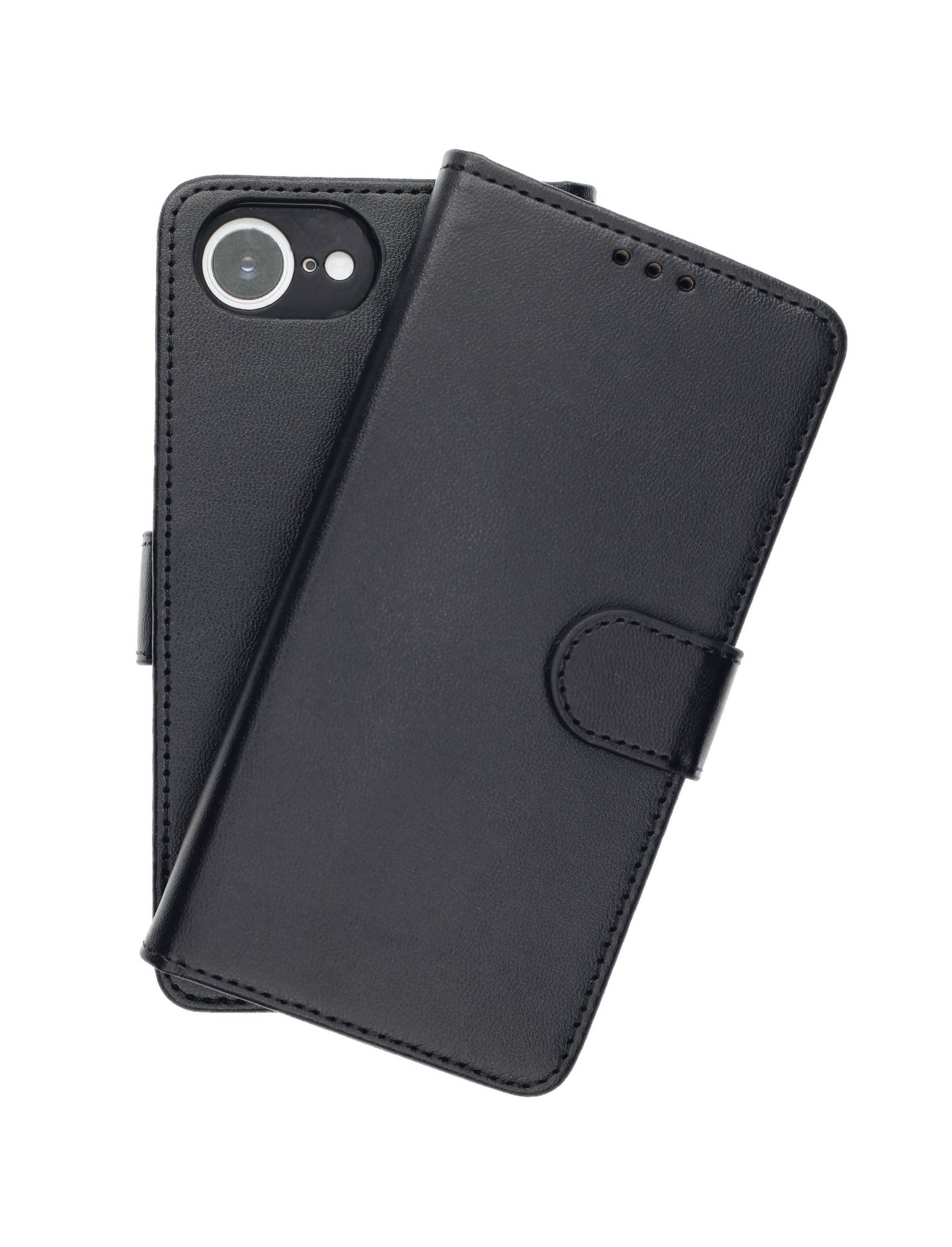 Bookcase Varied Schwarz für Apple iPhone 16e, iPhone 17e - Handytasche mit Kartenfächern, Magnetverschluss & Standfunktion