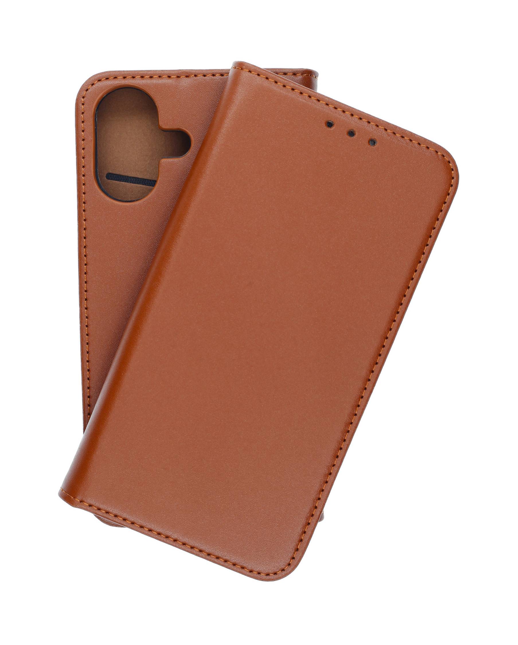 Echt Leder Bookcase Braun für Apple iPhone 17 - Handytasche mit Kartenfach und Standfunktion