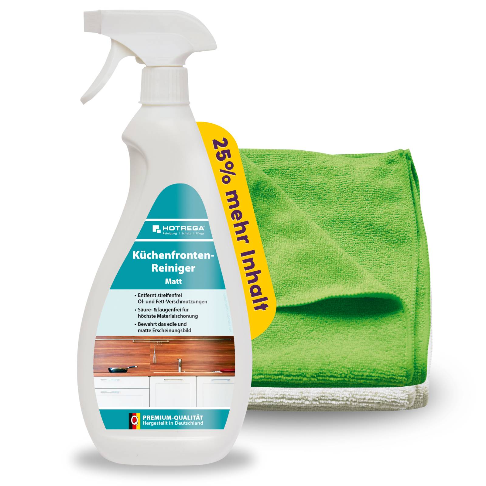HOTREGA Küchenfronten Reiniger Matt - Ausführung:750 ml + 2x Microfasertuch
