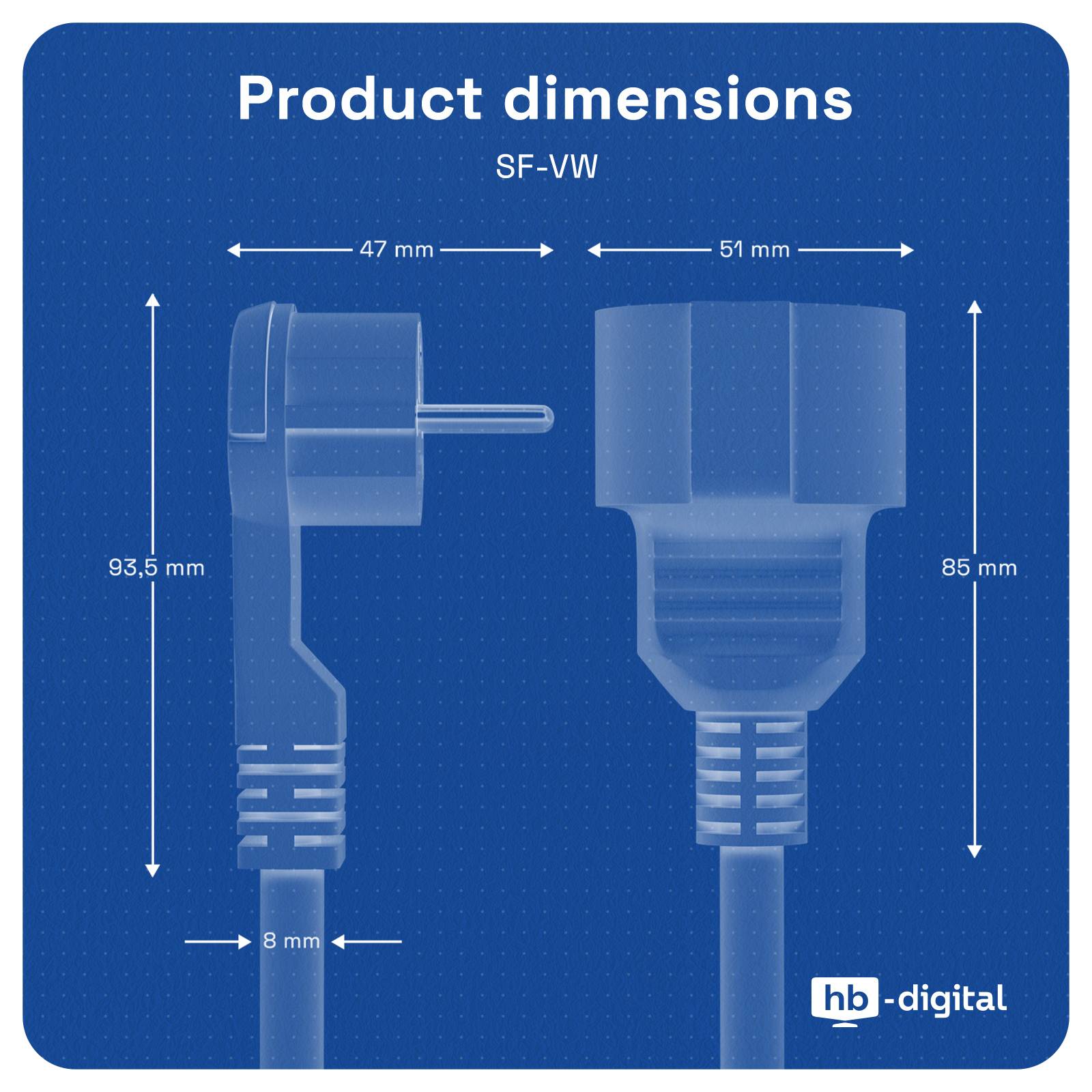 hb-digital 2m Verlängerungskabel mit Winkelstecker flexibles H05VV-F Kabel weiß