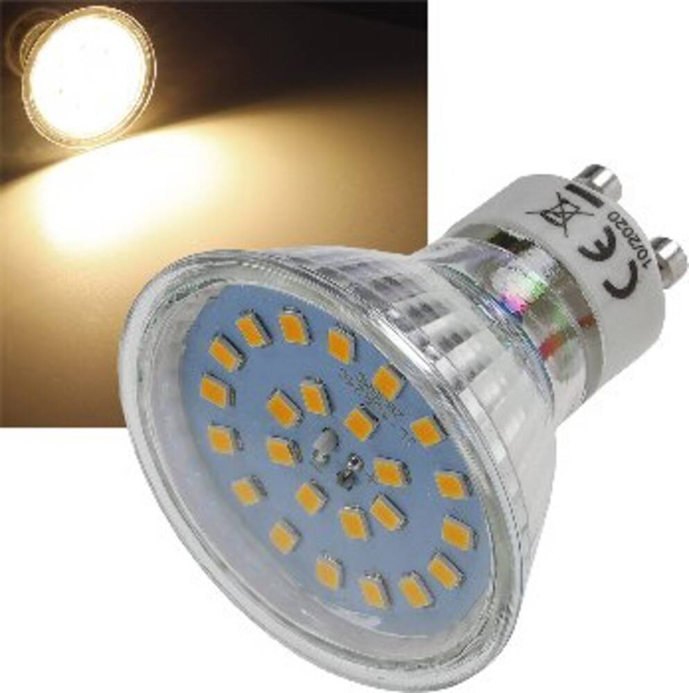 ChiliTec 21733 LED Strahler GU10 "H55 SMD" 120°, 3000k, 444lm, 230V/4W, warmweiß