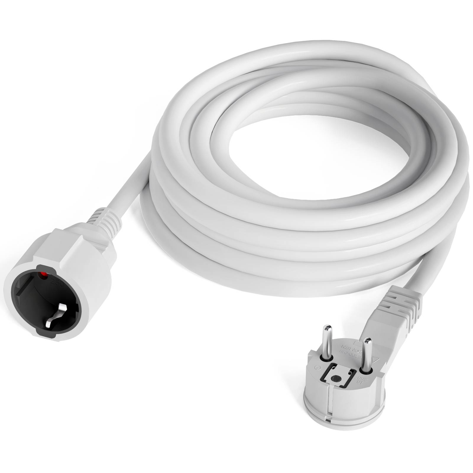 hb-digital 5m Verlängerungskabel mit Winkelstecker flexibles H05VV-F Kabel weiß