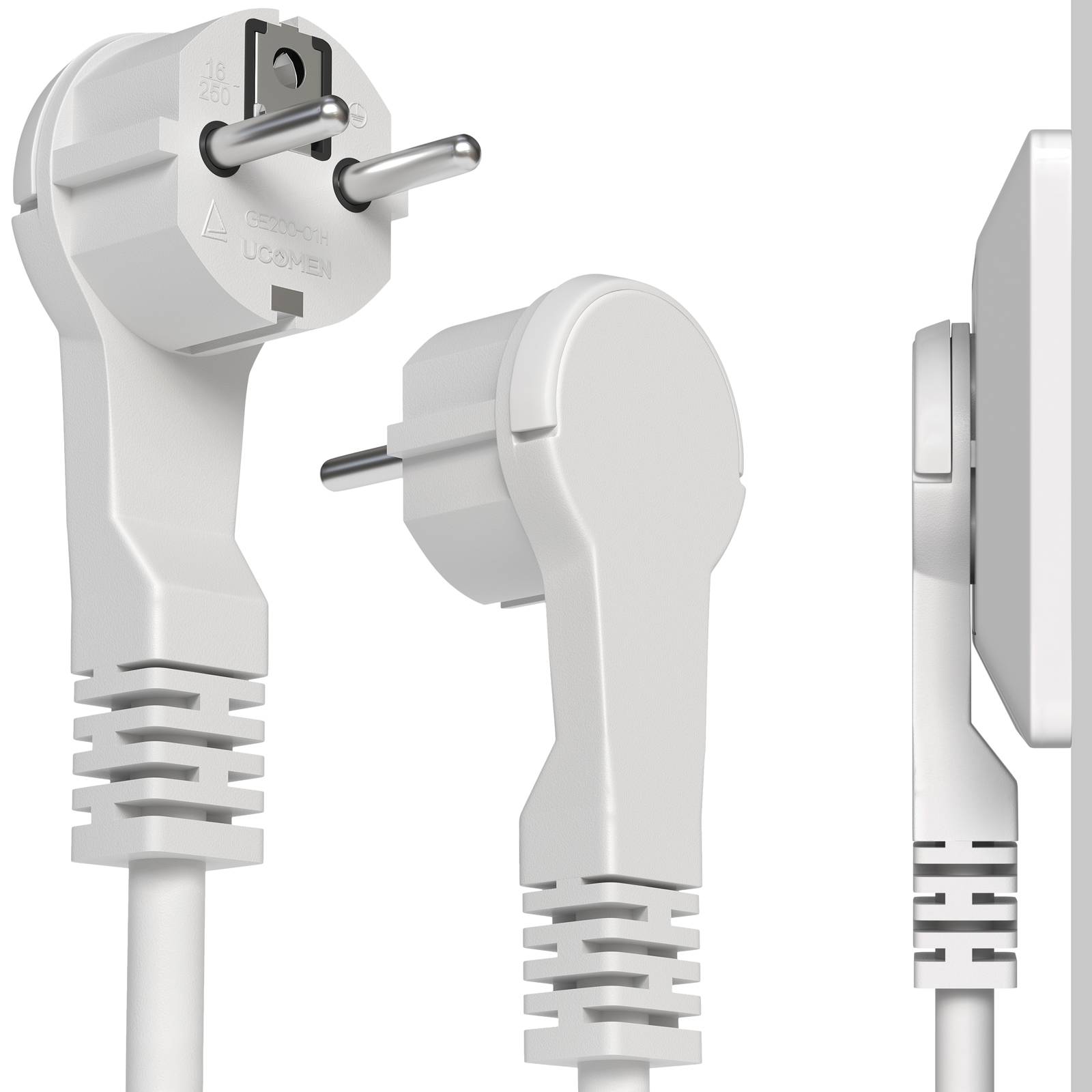 hb-digital 3m Verlaengerungskabel Winkelstecker H05VV-F weiss