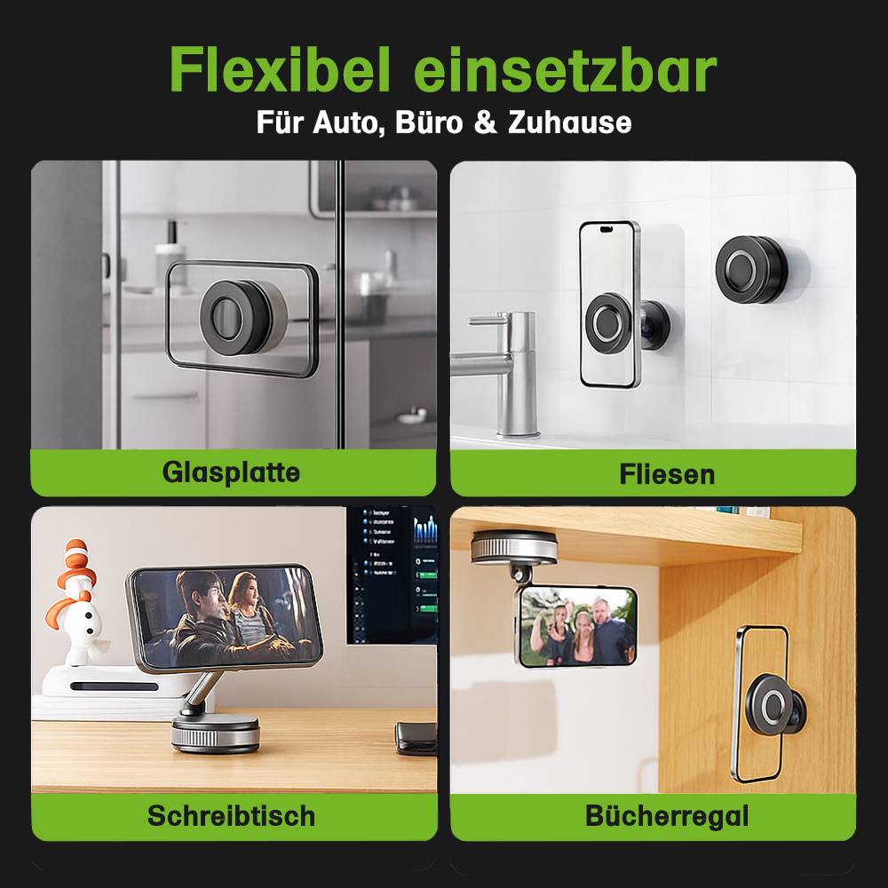 360° Drehbare Handyhalterung mit starkem Magnet und Klebepad faltbar - Weiß - für Auto / Spiegel