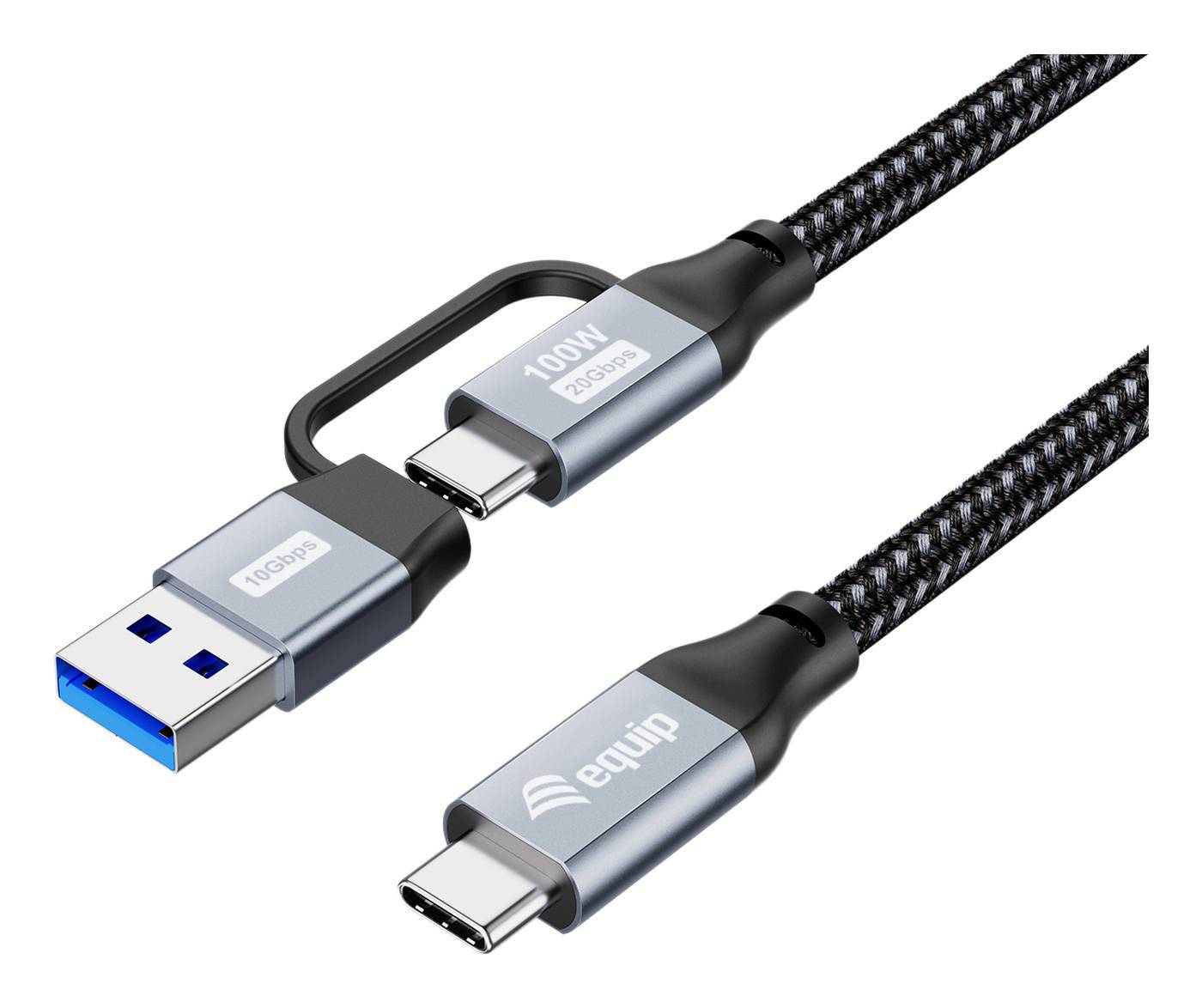 Equip 128431, 1 m, USB A/USB C, USB C, USB 3.2 Gen 2x2, 20 Gbit/s, Schwarz