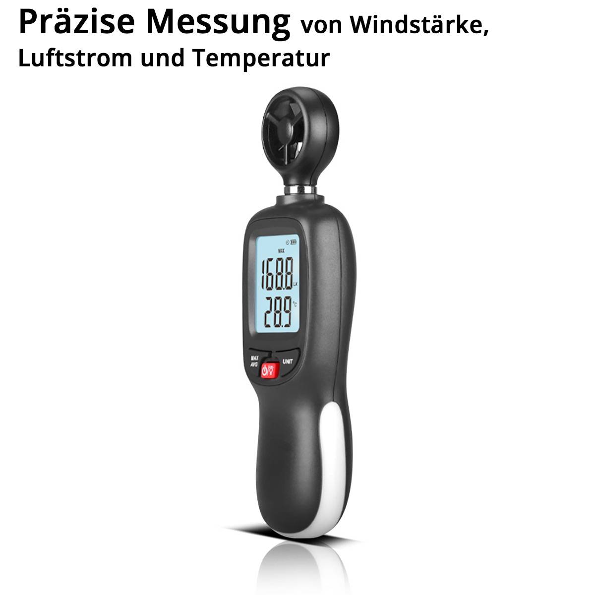 STAHLWERK Anemometer Kompakter Luftgeschwindigkeitsmesser 30 m/s, Windmessgerät