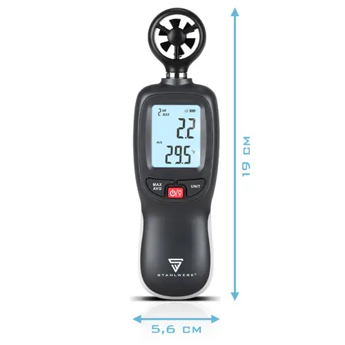 STAHLWERK Anemometer Kompakter Luftgeschwindigkeitsmesser 30 m/s, Windmessgerät STAHLWERK Anemometer Kompakter Luftgeschwindigkeitsmesser 30 m/s, Windmessgerät