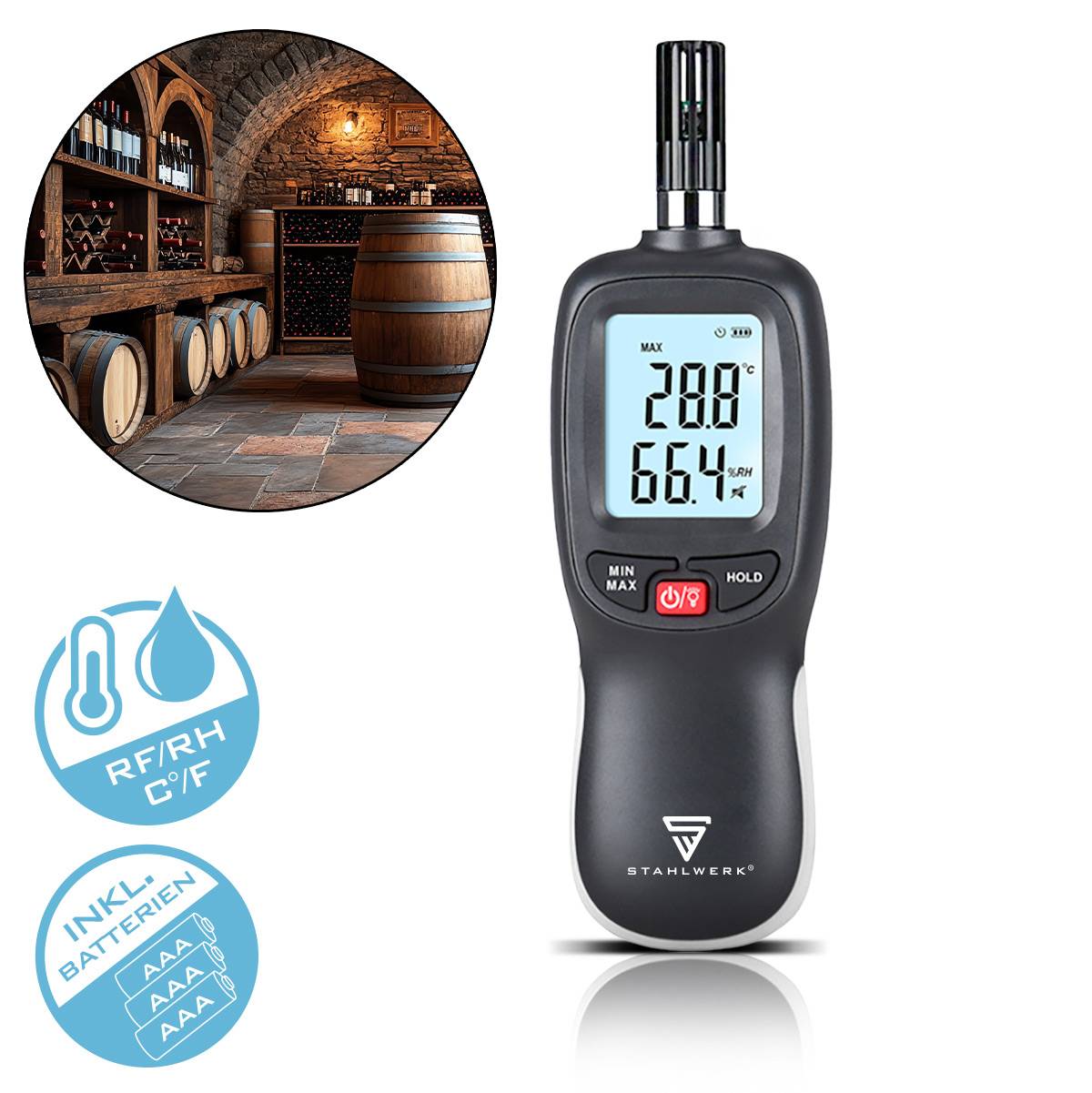 STAHLWERK Luftfeuchtigkeits- und Temperaturmessgerät – Digital