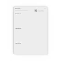 Eine leere, gepunktete DIN-A4-Notizbuchseite.