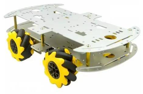 BerryBase Roboter Chassis, Aluminium Doppeldeck, 4 TT-Motoren, 4 omnidirektionale 60mm McNamum Räder