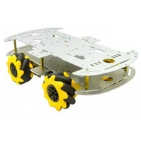 BerryBase Roboter Chassis, Aluminium Doppeldeck, 4 TT-Motoren, 4 omnidirektionale 60mm McNamum Räder BerryBase Roboter Chassis, Aluminium Doppeldeck, 4 TT-Motoren, 4 omnidirektionale 60mm McNamum Räder