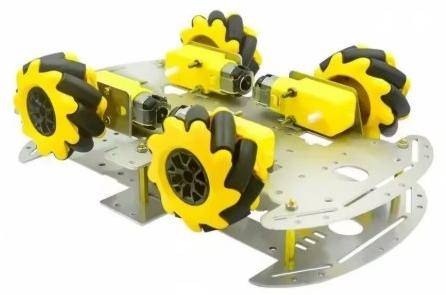 BerryBase Roboter Chassis, Aluminium Doppeldeck, 4 TT-Motoren, 4 omnidirektionale 60mm McNamum Räder
