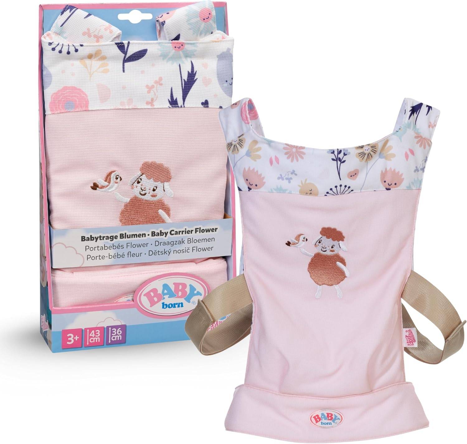 Zapf Creation 837917 - BABY born Babytragesitz Blumen