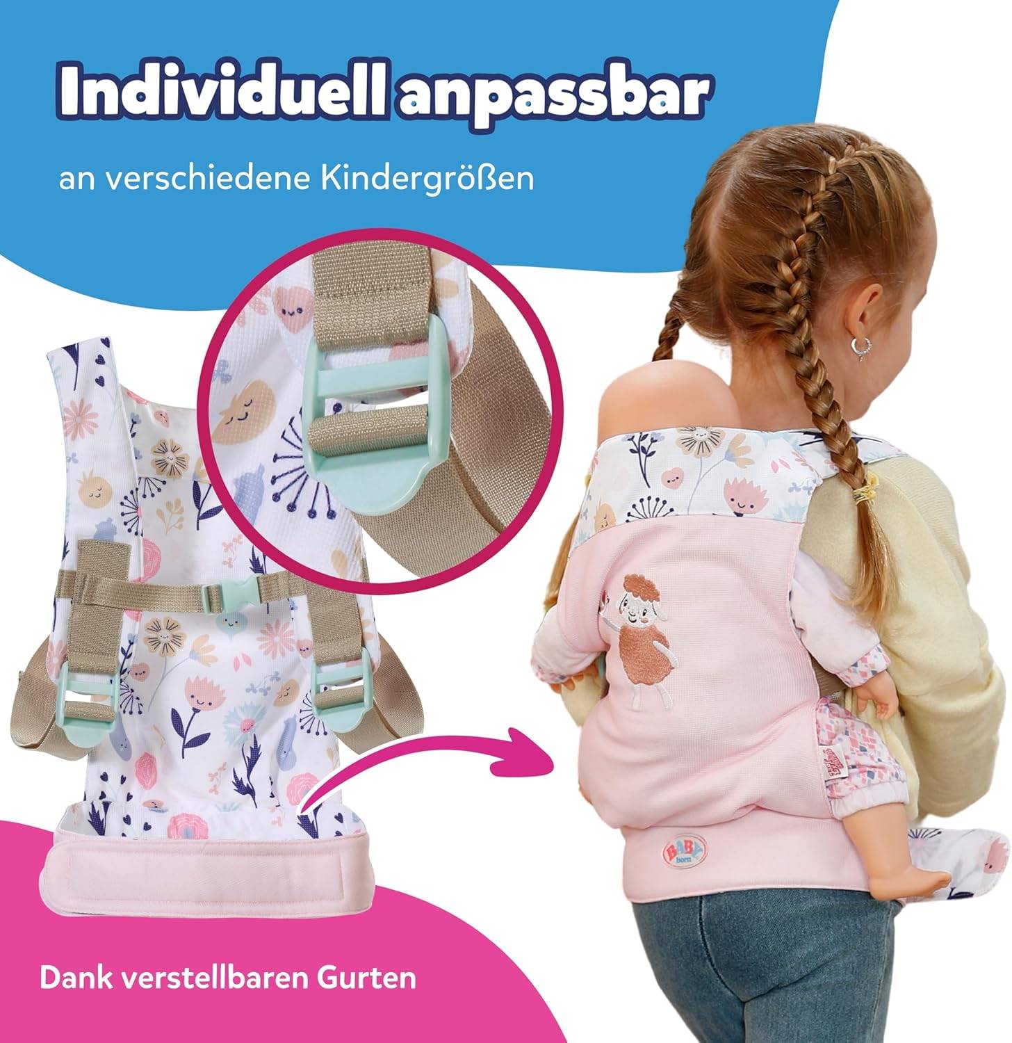 Zapf Creation 837917 - BABY born Babytragesitz Blumen