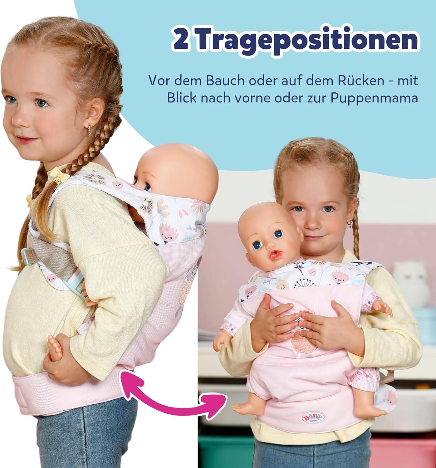 Zapf Creation 837917 - BABY born Babytragesitz Blumen