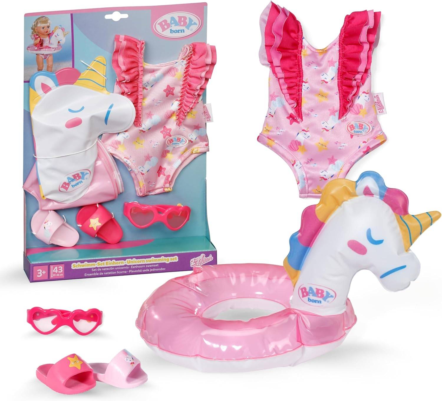 Zapf Creation 839447 - BABY born Schwimm-Set Einhorn 43 cm