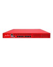 Rote Rack-montierbare Netzwerkapparat-Vorderansicht, die mehrere Ethernet-Anschlüsse und Belüftungsgitter auf weißem Hintergrund zeigt.