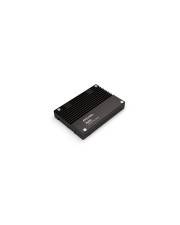 Eine schwarze Solid-State-Festplatte (SSD) mit einer gerillten Oberfläche, auf der in weißer Schrift 