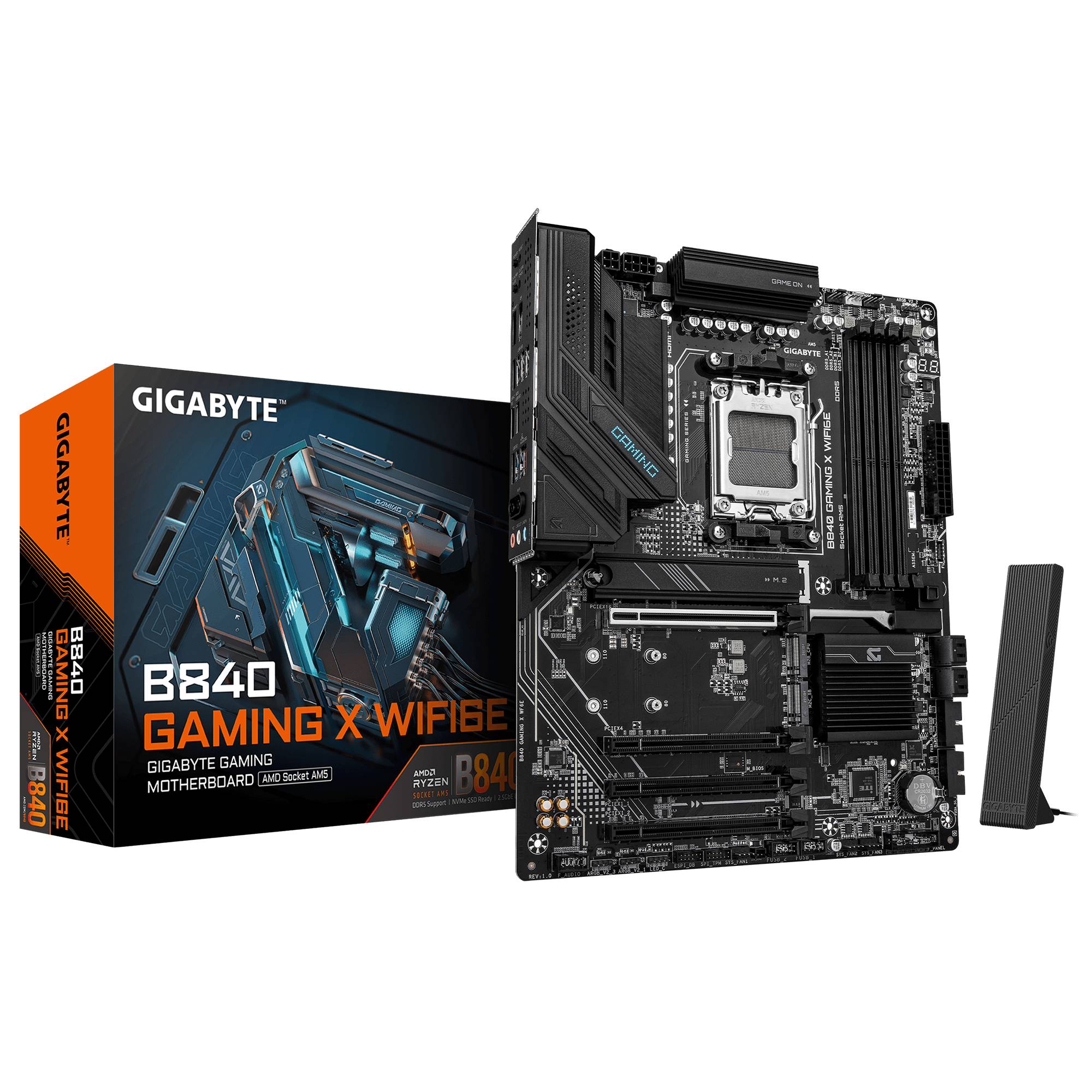 Gigabyte B840 GAMING X WIFI6E - Motherboard - ATX - Socket AM5 - AMD B840 Chipsatz - USB-C 3.2 Gen2, USB 3.2 Gen 1, USB 3.2 Gen 2, USB-C 3.2 Gen