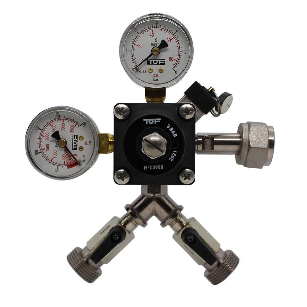 Druckminderer Druckregler Druckreduzierventil - CO2 für Bier Zapfanlage 3 bar 2-leitig