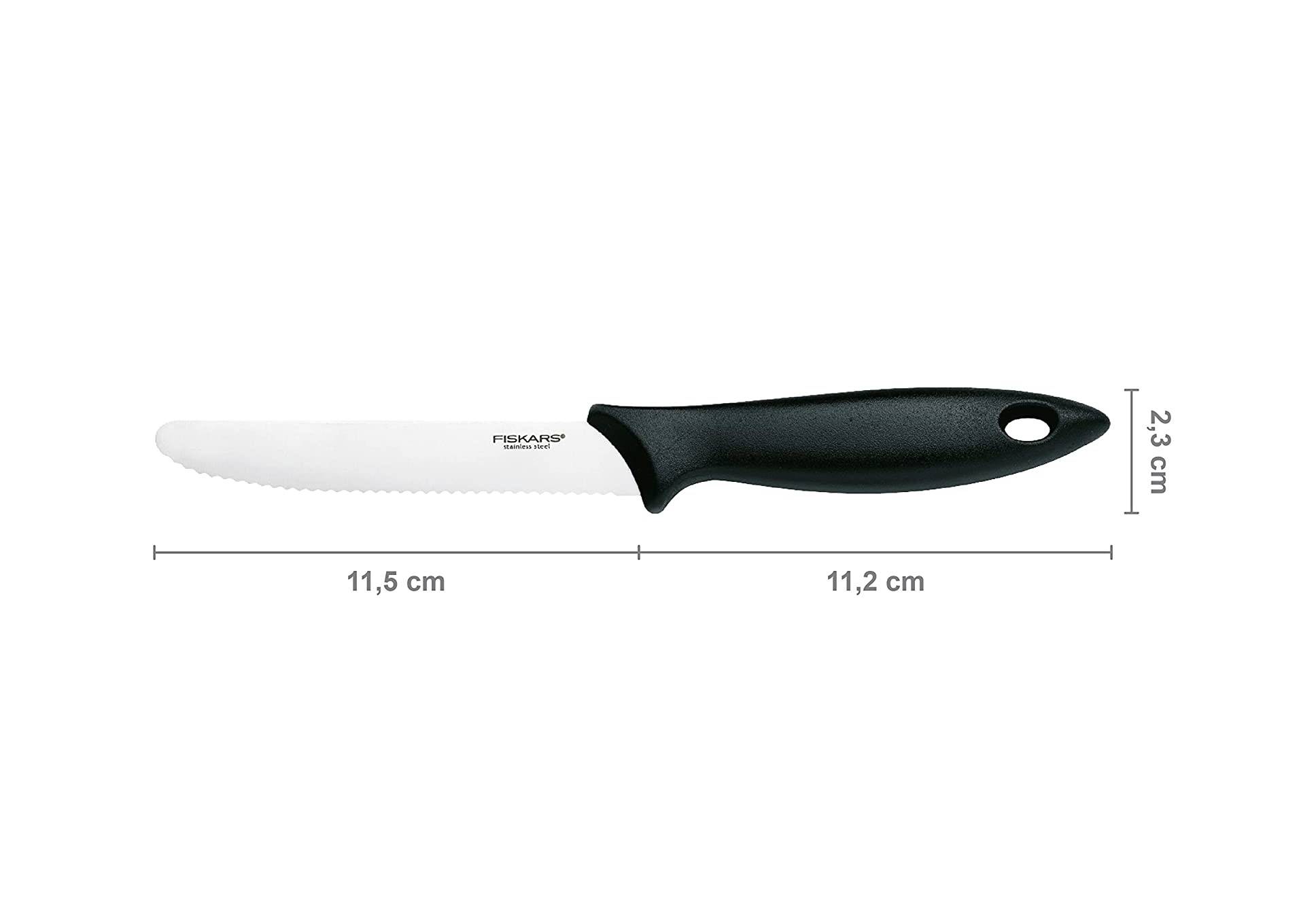 Fiskars 6 Stück Tafelmesser - Tomatenmesser Functional Form mit Wellenschliff rostfrei - Edelstahl/Kunststoff - Schwarz