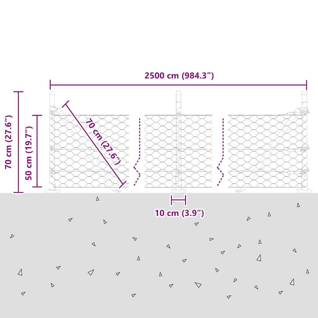 vidaXL Zaunpfosten Grün 25 x 0,5 m (50 mm Maschenweite) Stahl