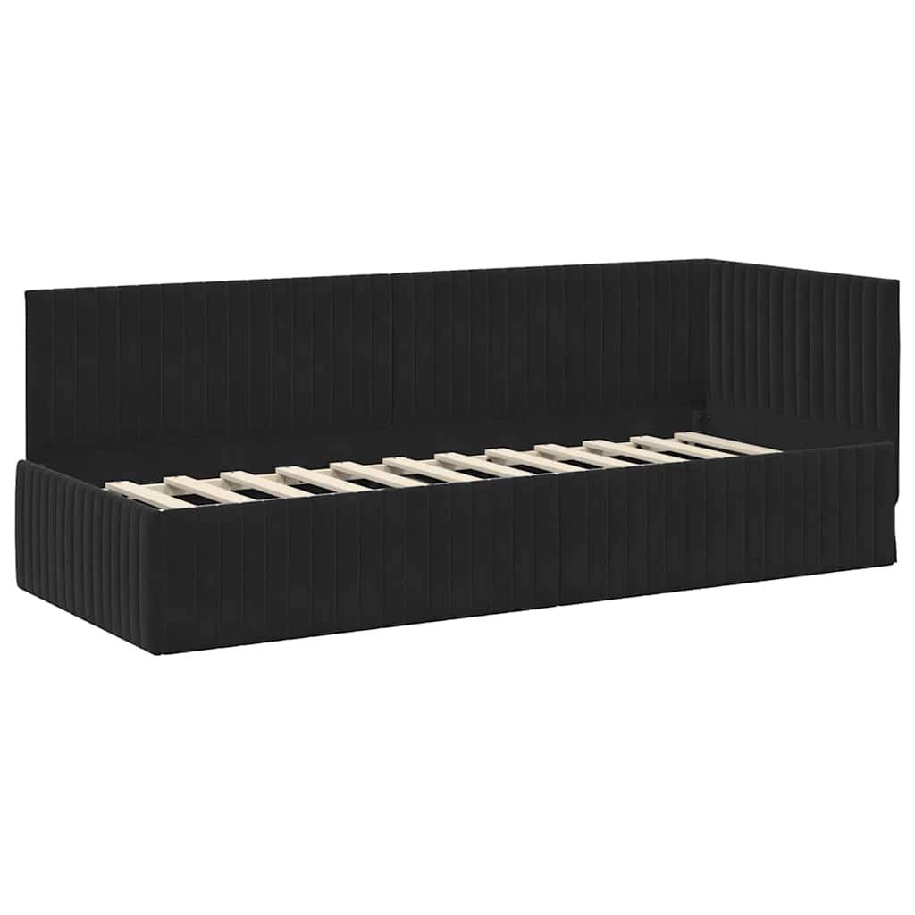 vidaXL Eckbettgestell mit Kopfteil Schwarz 80 cm x 200 cm Samt