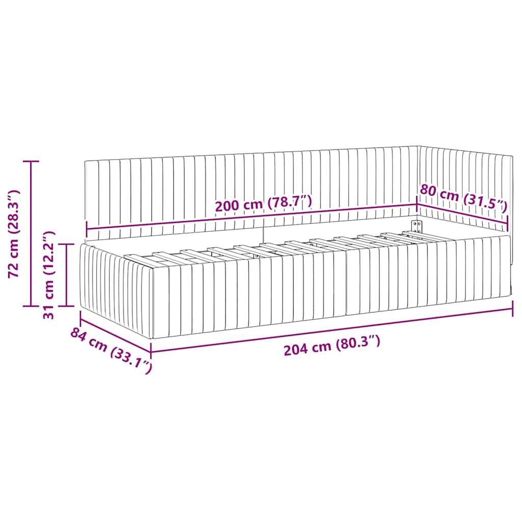 Diagramm eines Schlafsofas mit Maßen: Länge 204 cm (80,3