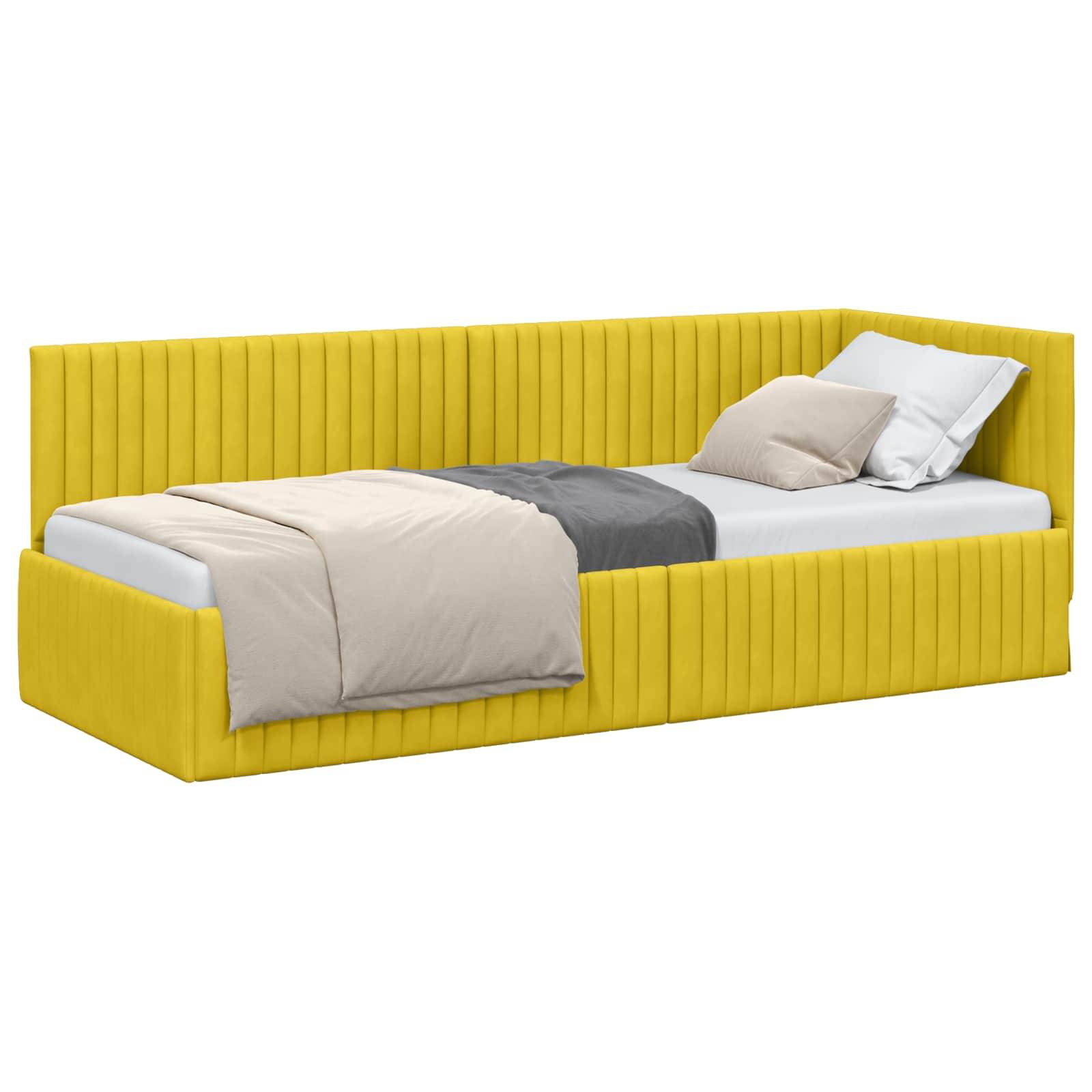 vidaXL Eckbettgestell mit Kopfteil Gelb 80 cm x 200 cm Samt