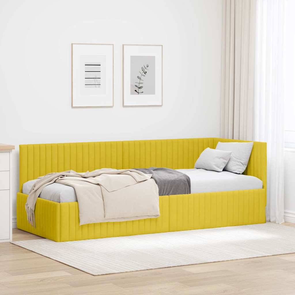 vidaXL Eckbettgestell mit Kopfteil Gelb 80 cm x 200 cm Samt