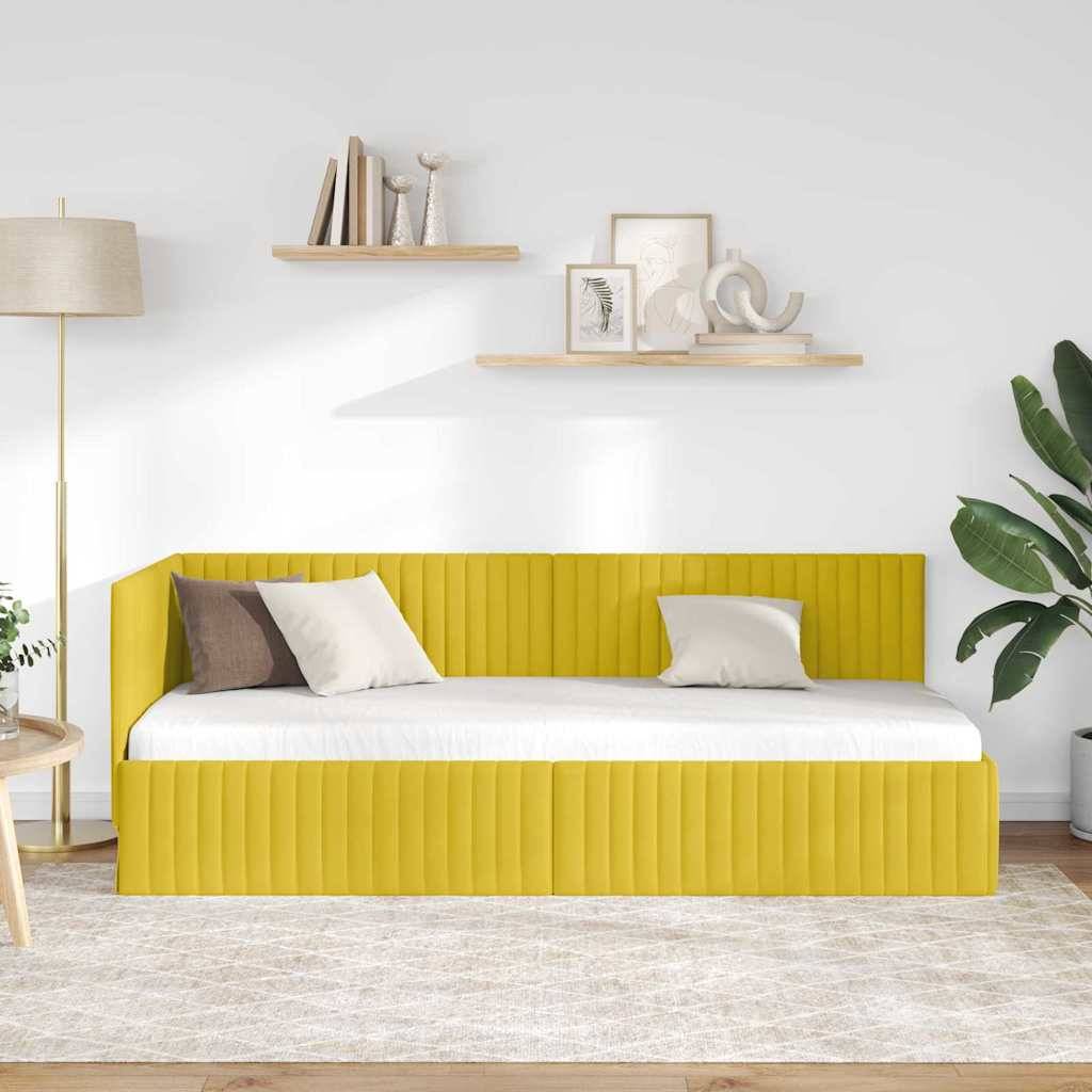 vidaXL Eckbettgestell mit Kopfteil Gelb 80 cm x 200 cm Samt