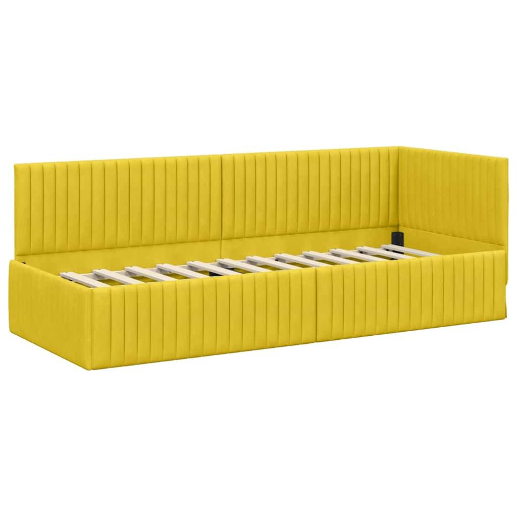 vidaXL Eckbettgestell mit Kopfteil Gelb 80 cm x 200 cm Samt