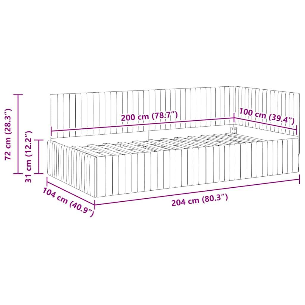 vidaXL Eckbettgestell mit Kopfteil Blau 100 cm x 200 cm Samt