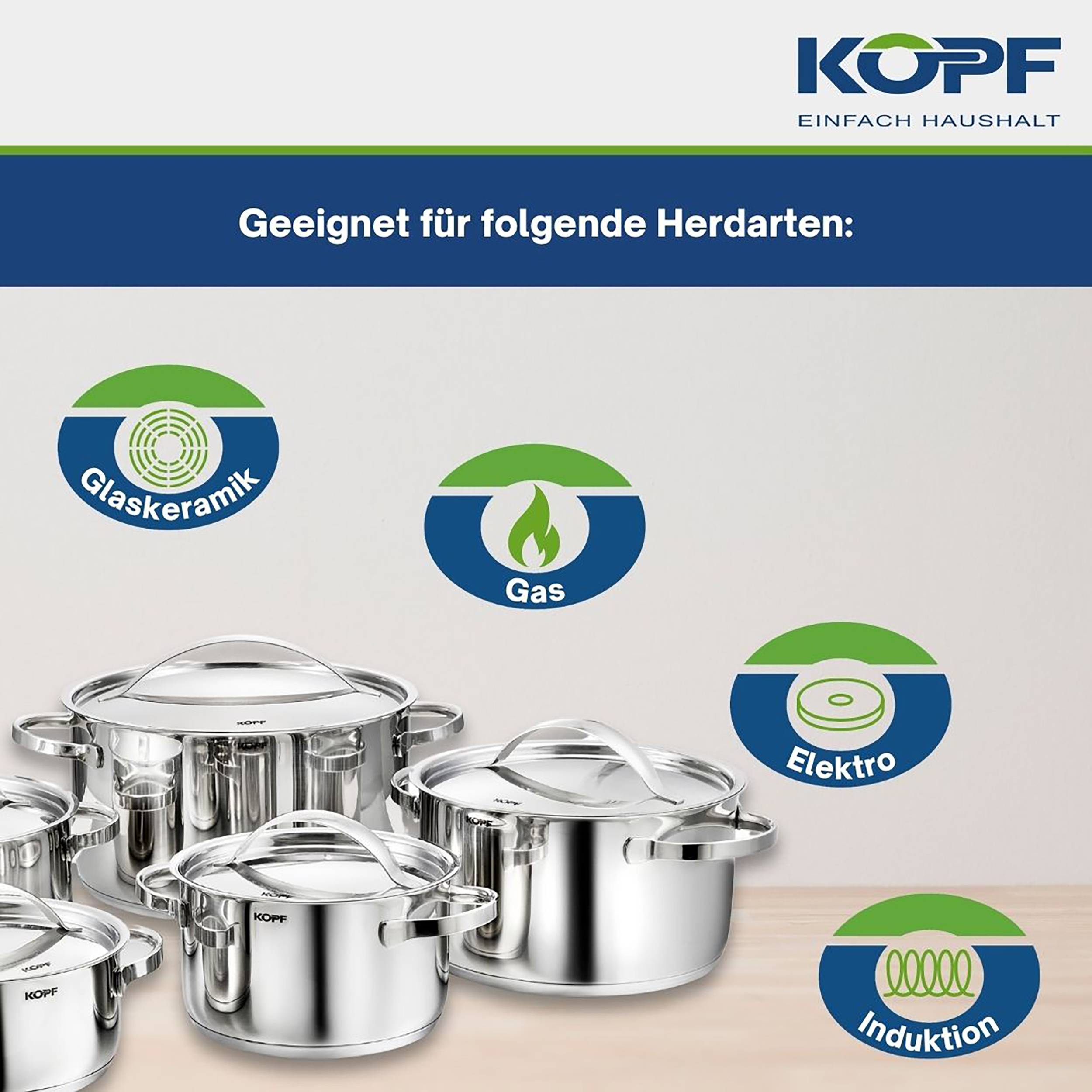 Kopf Topfset Stilo (Edelstahl, 10-teilig, inkl. 5 Deckel, Induktion)