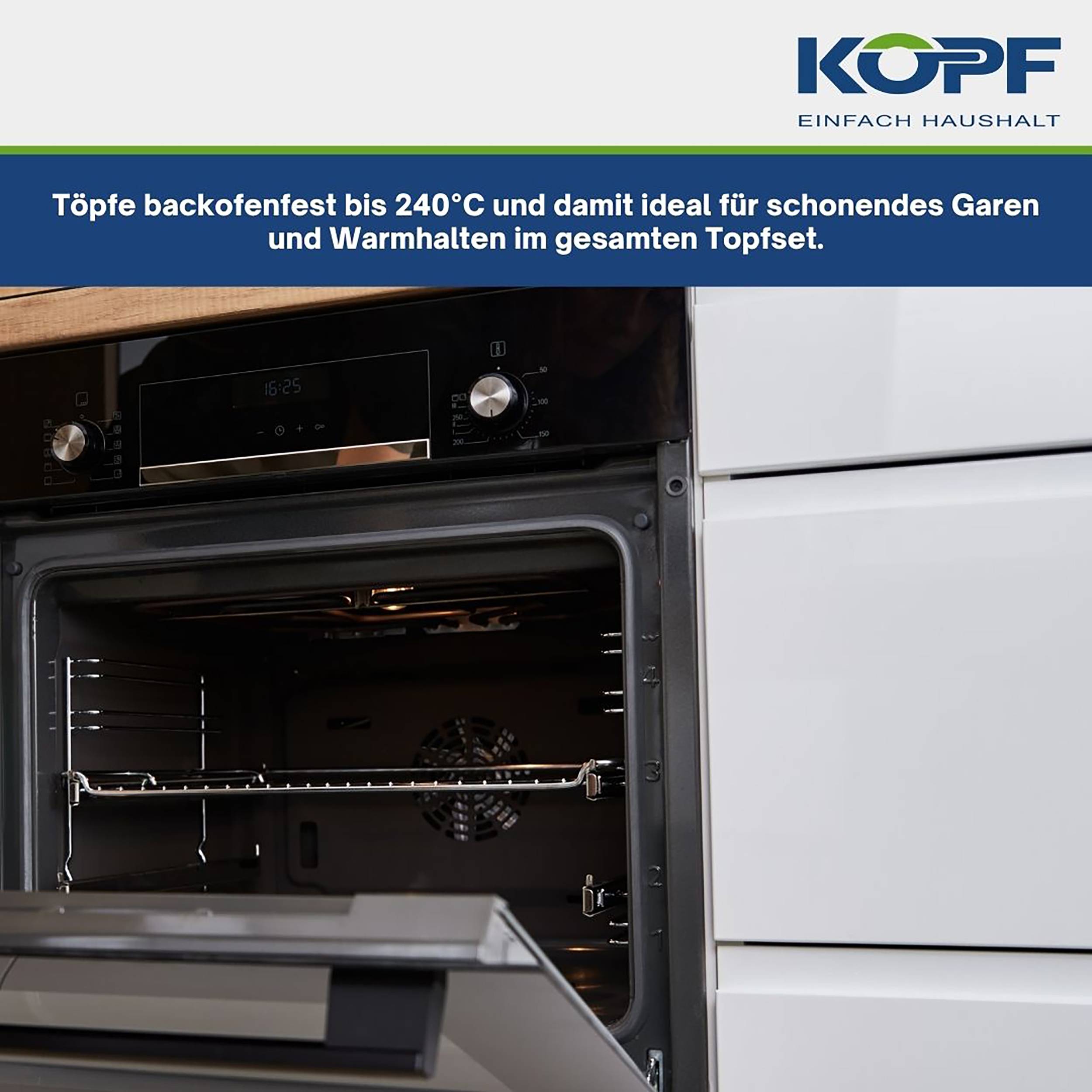 Kopf Topfset Stilo (Edelstahl, 10-teilig, inkl. 5 Deckel, Induktion)