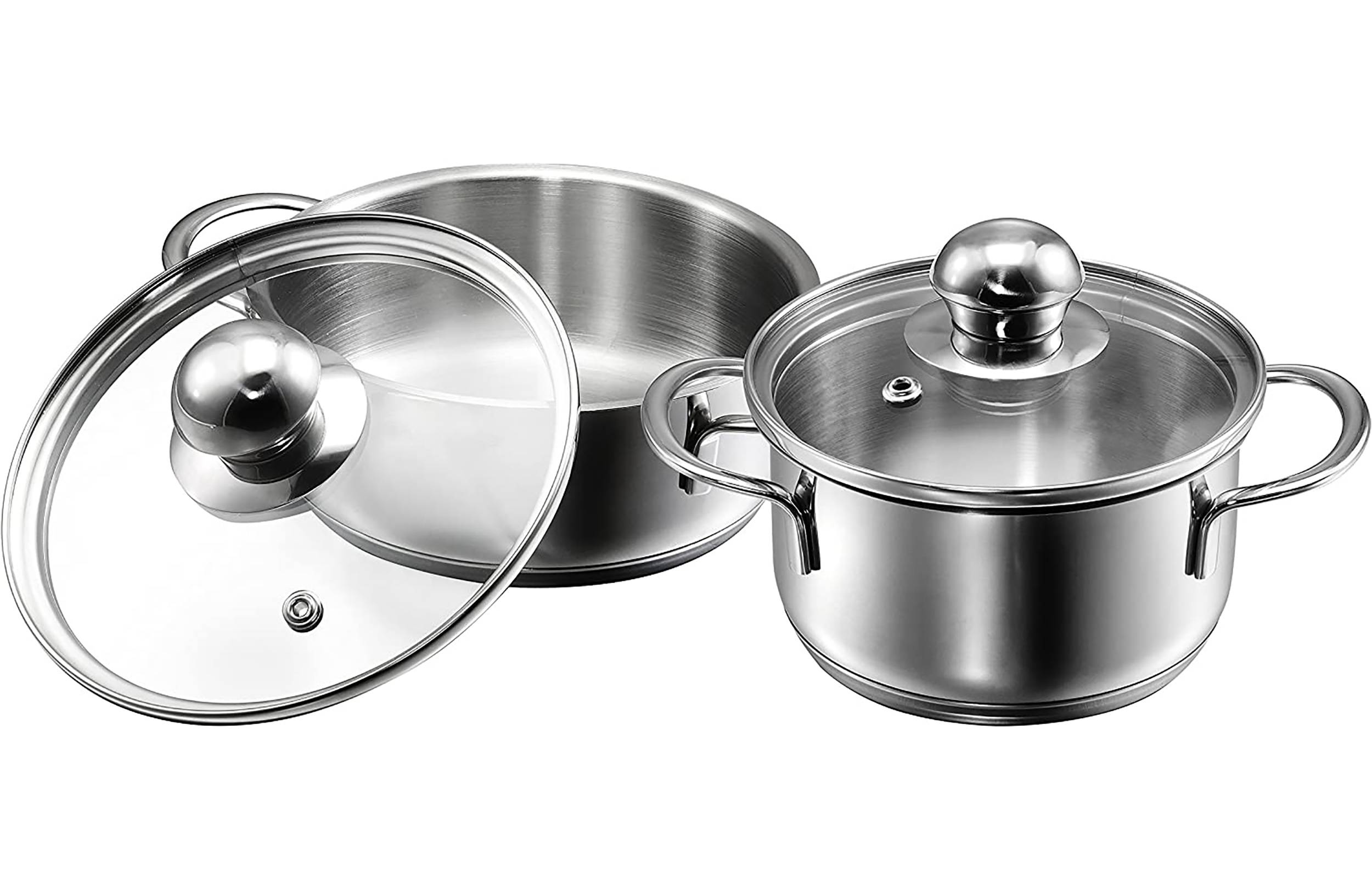 Kopf Mini Topfset Parvus (Edelstahl, 2-teilig, 12 + 14 cm, inkl. Glasdeckel, Induktion)