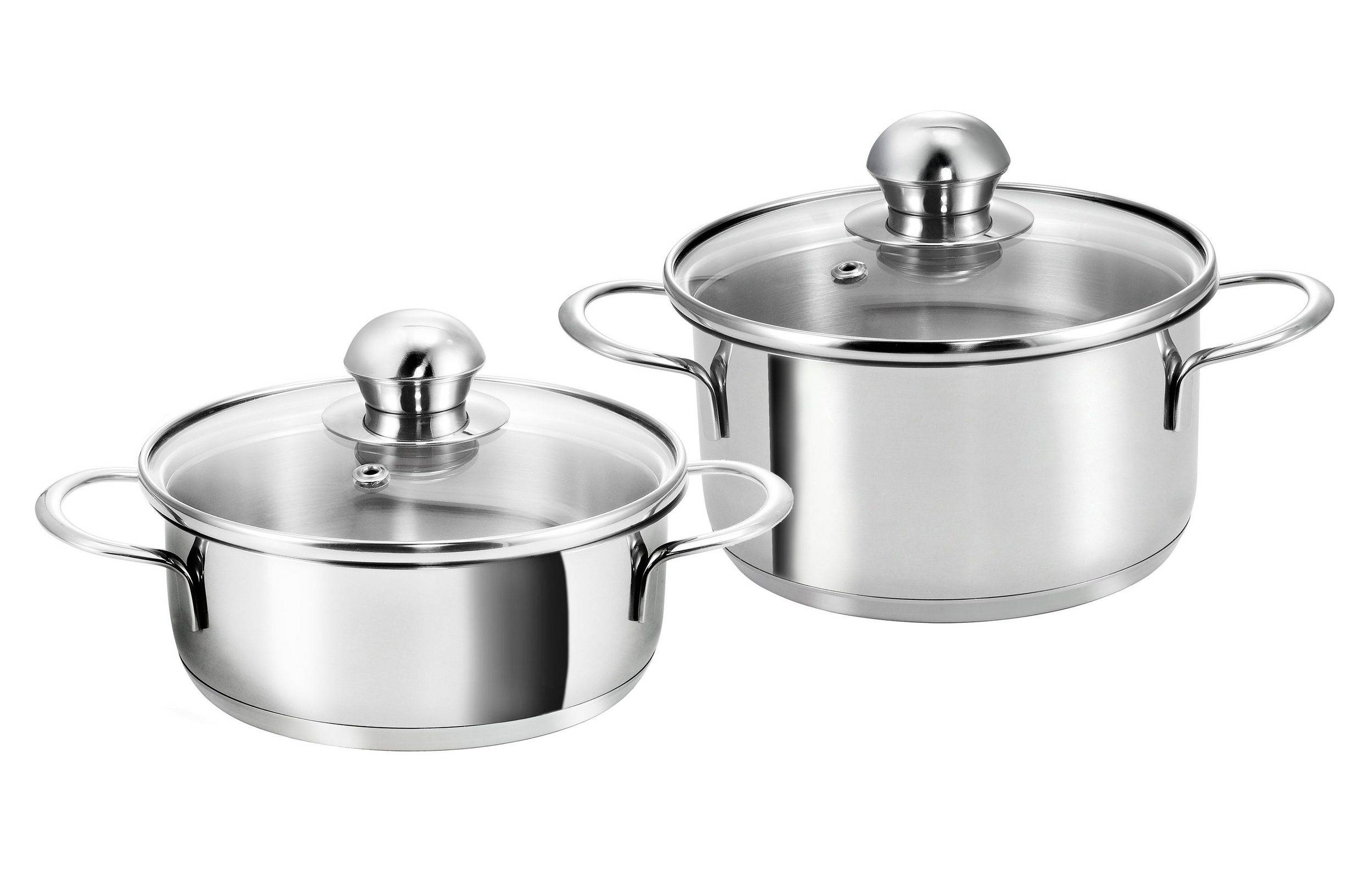 Kopf Mini Topfset Parvus (Edelstahl, 2-teilig, 14 + 14 cm, inkl. Glasdeckel, Induktion)