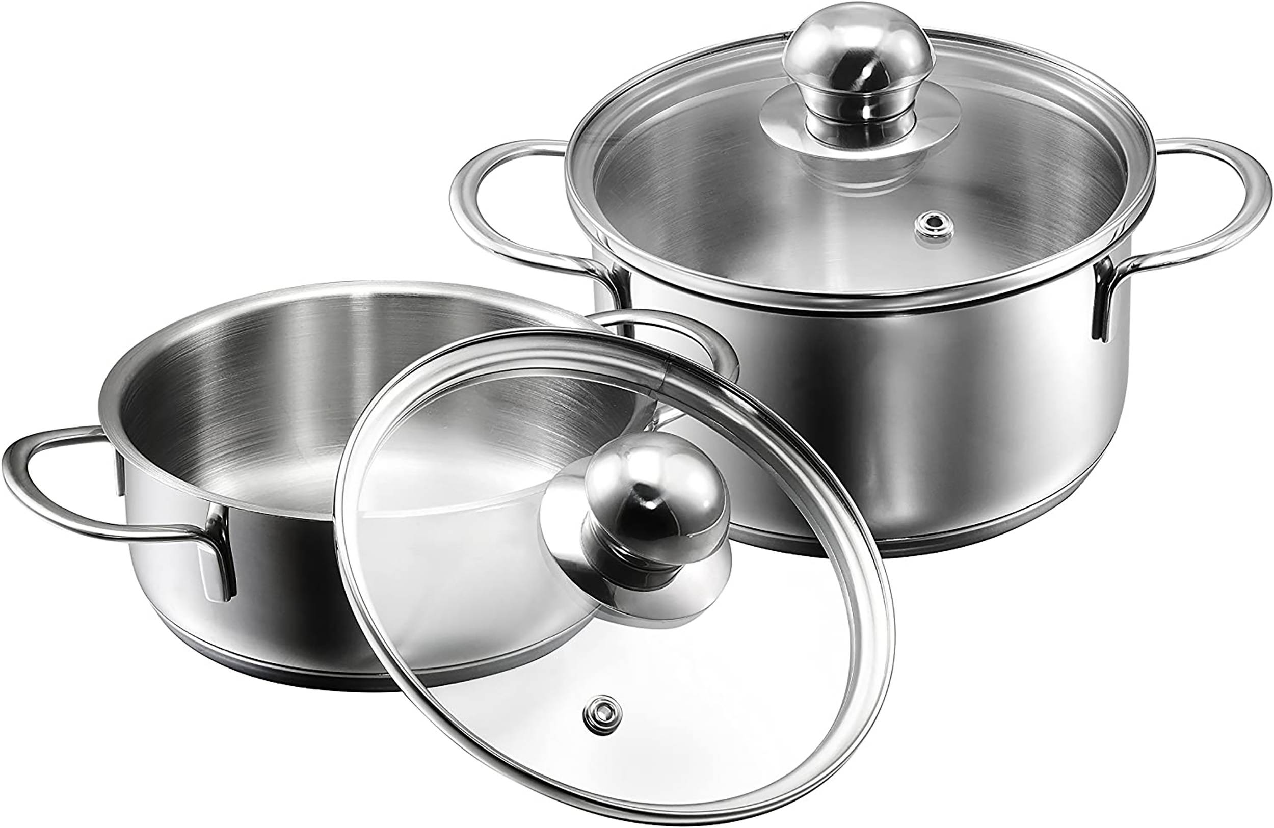 Kopf Mini Topfset Parvus (Edelstahl, 2-teilig, 14 + 14 cm, inkl. Glasdeckel, Induktion)