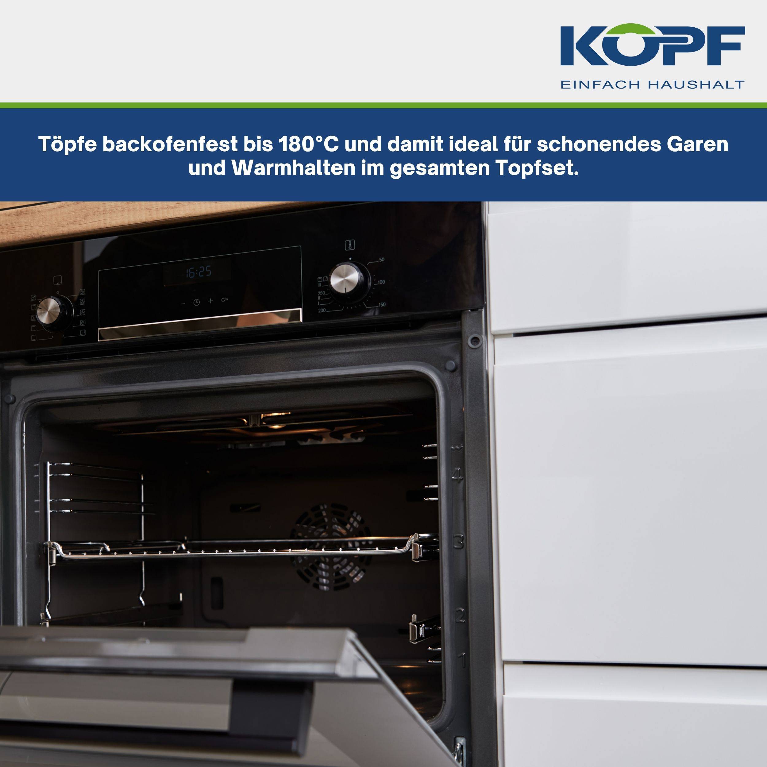 KOPF Nelo Topfset (7-teilig, Edelstahl, Induktion, mit intelligenter Abgießhilfe)