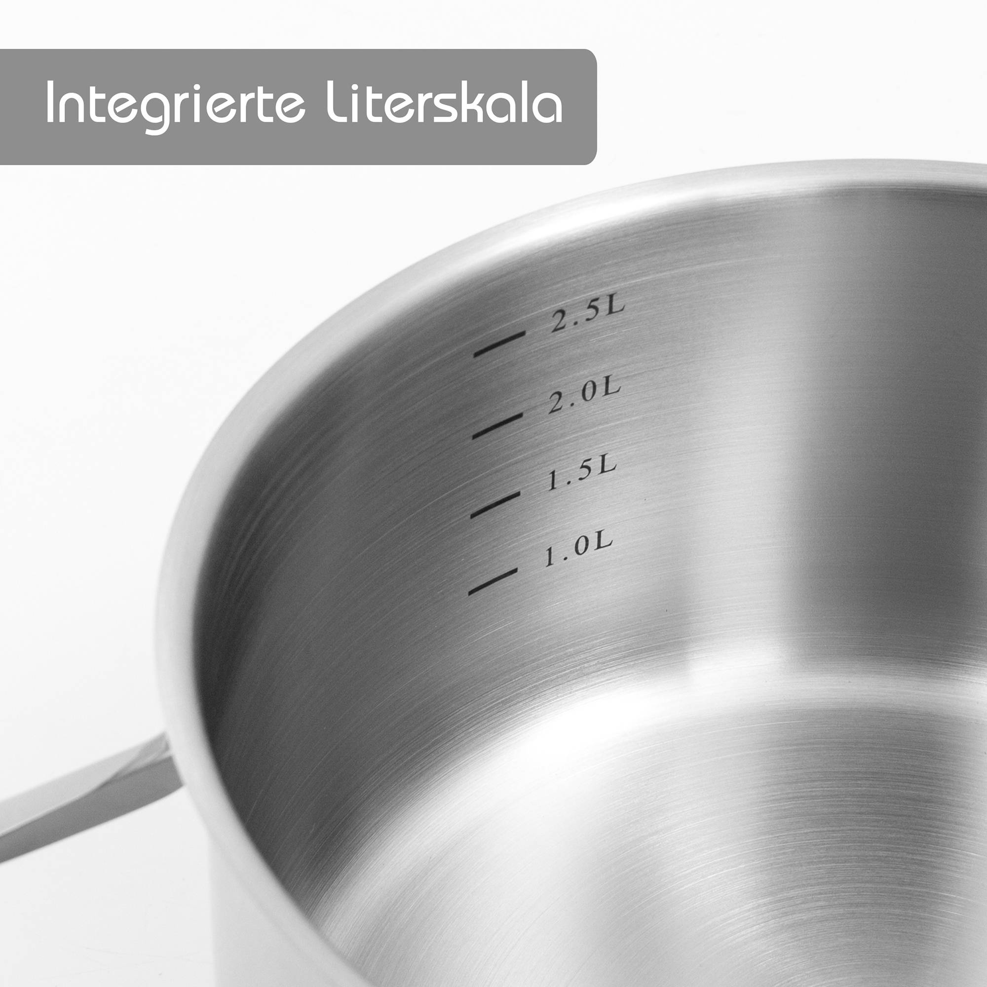 KOPF Topfset Jara aus Edelstahl, Induktion, Kochtopfset mit praktischem Abgießrand, 9-teilig