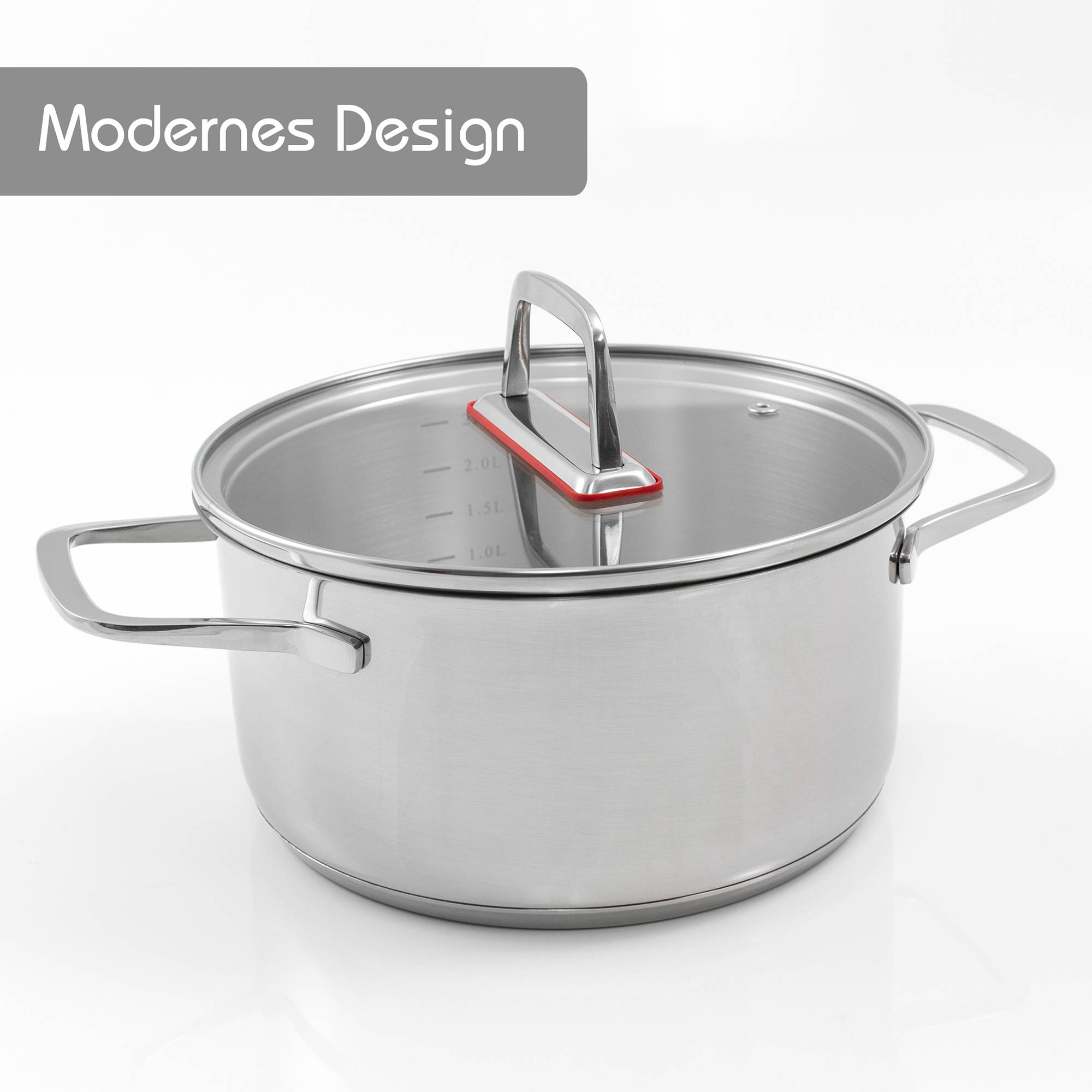 KOPF Topfset Jara aus Edelstahl, Induktion, Kochtopfset mit praktischem Abgießrand, 9-teilig