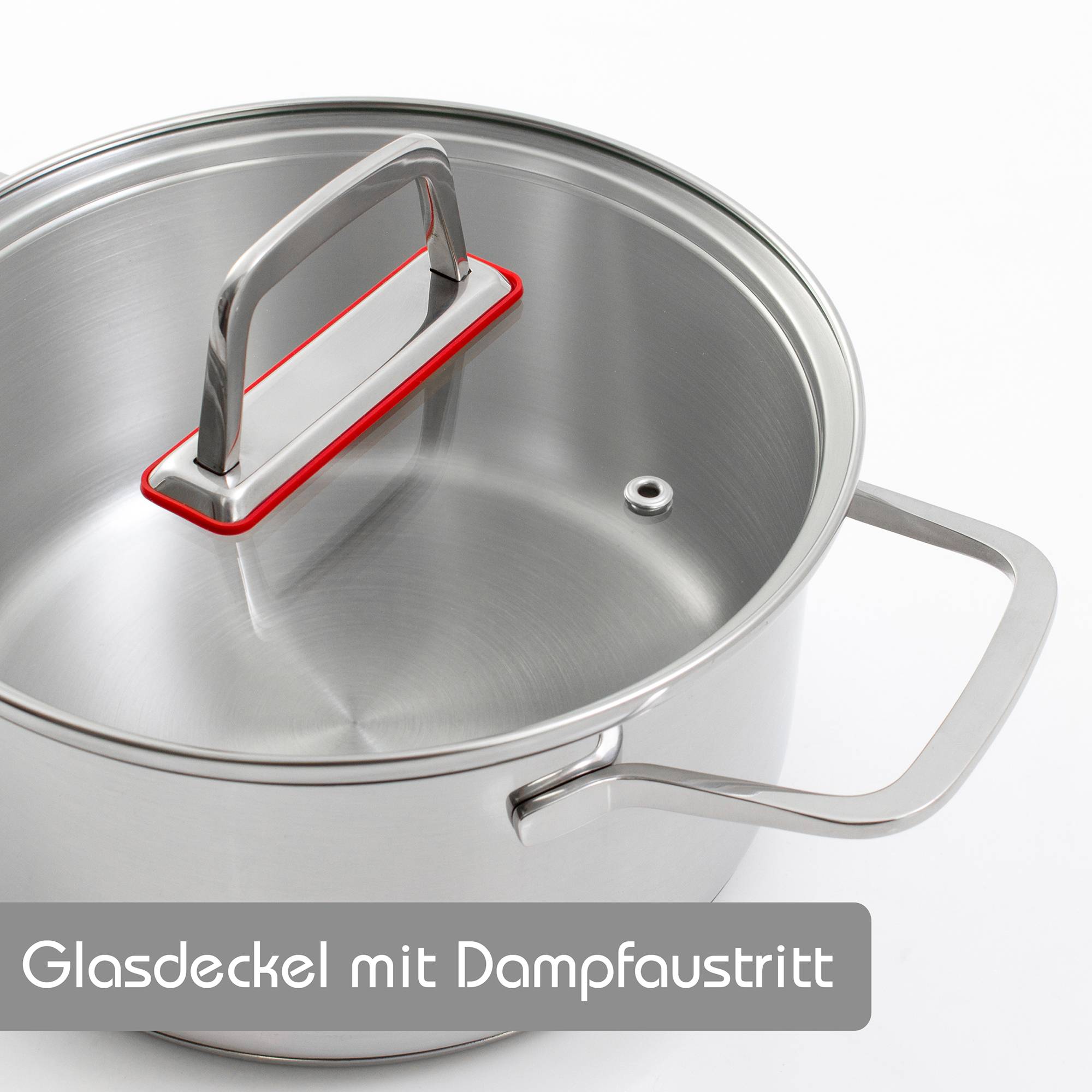 KOPF Topfset Jara aus Edelstahl, Induktion, Kochtopfset mit praktischem Abgießrand, 9-teilig