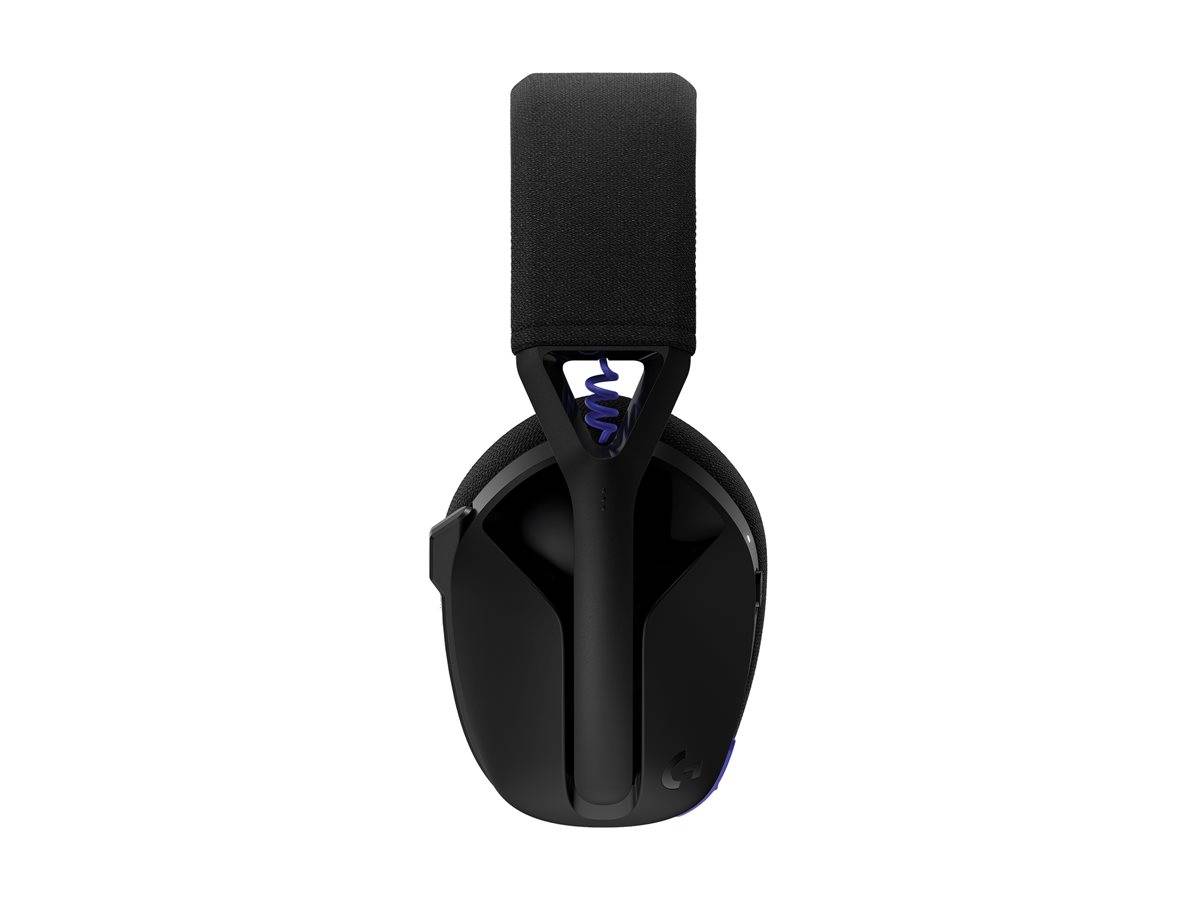 Schwarze Over-Ear-Kopfhörer mit gepolstertem Kopfbügel, Vorderansicht auf weißem Hintergrund.