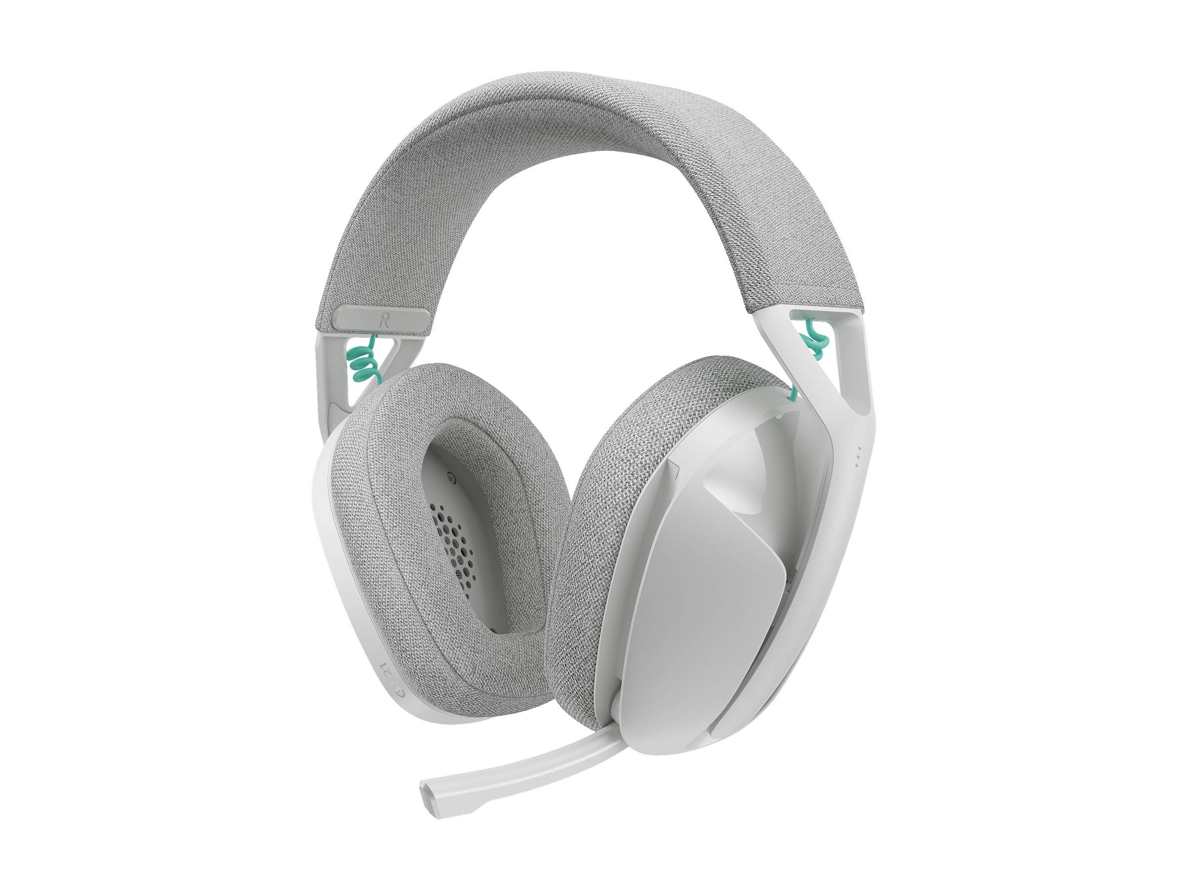 Graues Over-Ear-Gaming-Headset mit gepolstertem Kopfbügel, großen Ohrmuscheln und angebrachtem Boom-Mikrofon auf weißem Hintergrund