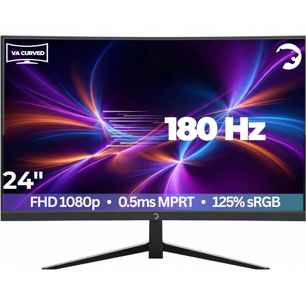GAMEPOWER T40 Curved Monitor 24 zoll Gaming FullHD 180hz 0,5ms HDMI Lautsprecher