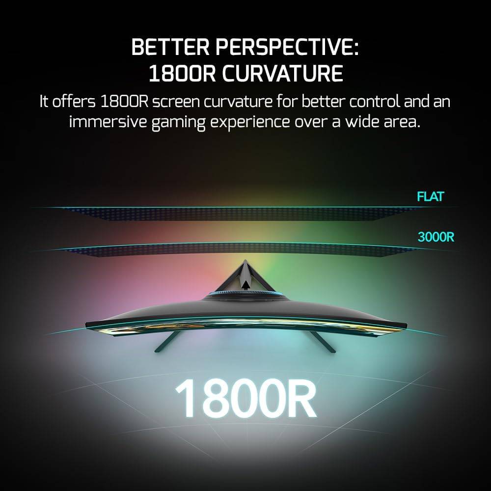 GAMEPOWER T40 Curved Monitor 24 zoll Gaming FullHD 180hz 0,5ms HDMI Lautsprecher