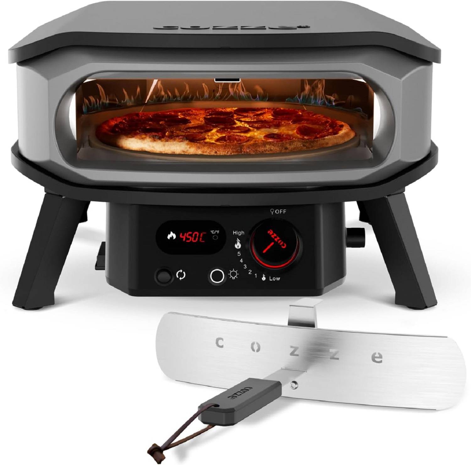 COZZE Mini Pizzaofen Gas mit Drehfunktion 13 Zoll