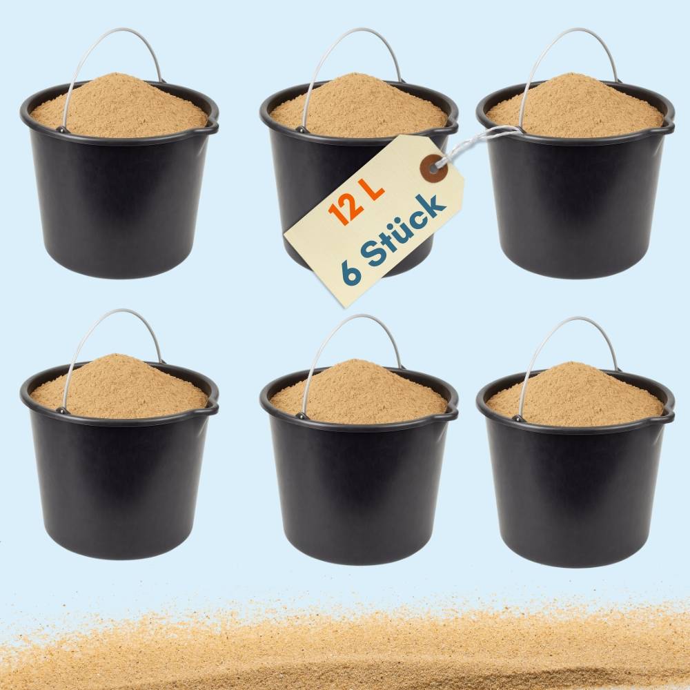Baueimer mit Henkel 12 L 6 Stück Mörteleimer Wassereimer Putzeimer Maurerkübel Maurereimer Eimer Schwarz Garteneimer