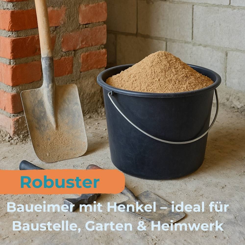 Baueimer mit Henkel 12 L 6 Stück Mörteleimer Wassereimer Putzeimer Maurerkübel Maurereimer Eimer Schwarz Garteneimer