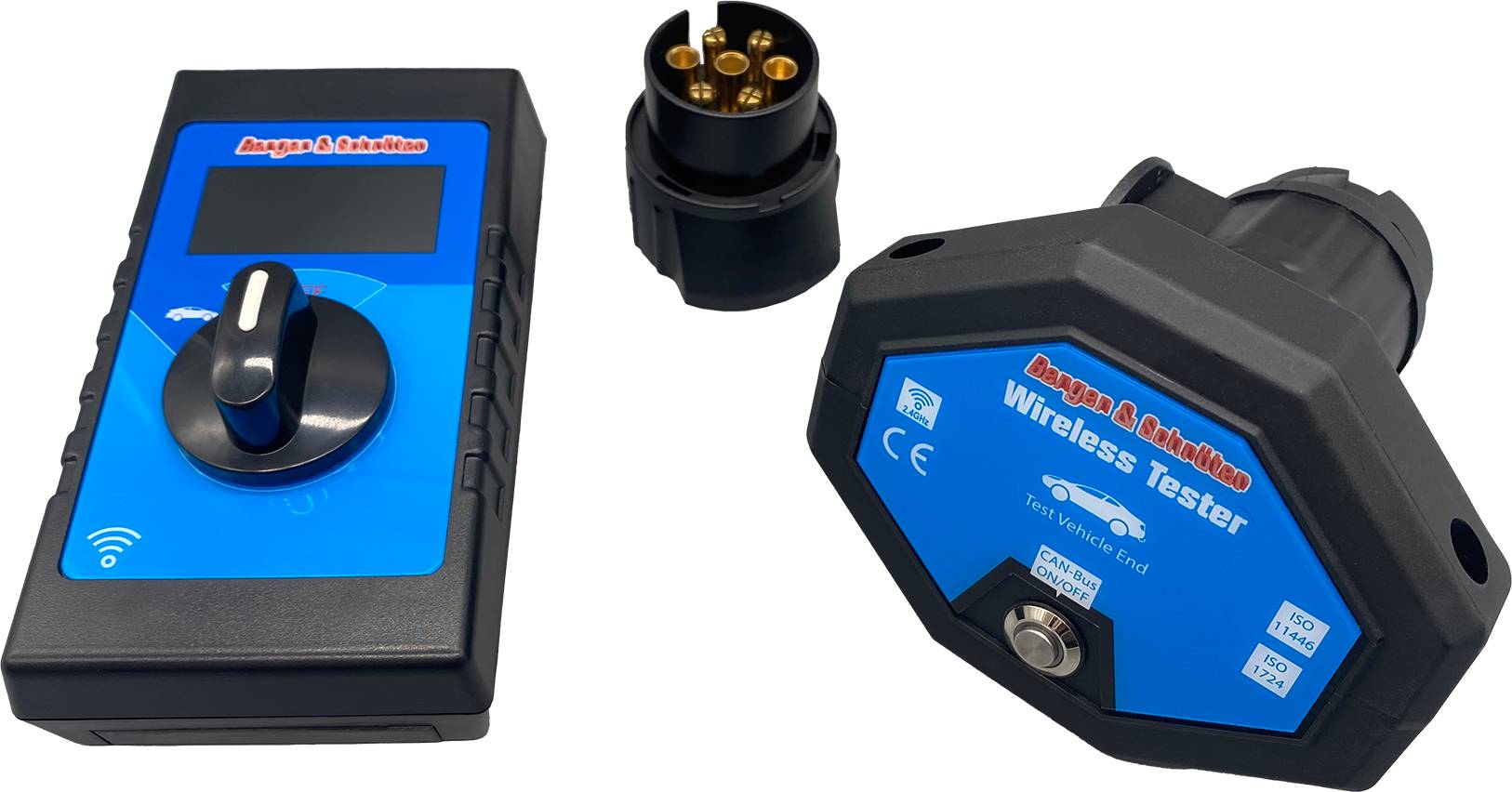 Berger & Schröter | Wireless Tester für Fahrzeuganhänger Steckdose, LED-Prüfgerät, CAN-Bus Funktion, Fernsteuerung, Kabelloses Prüfgerät